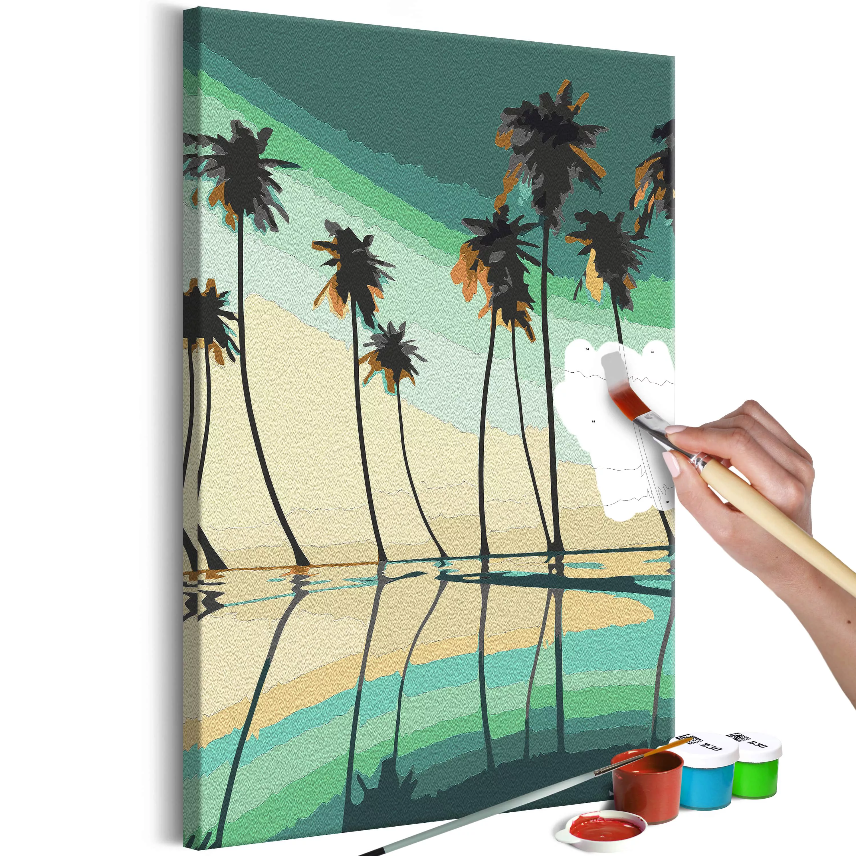 Malen nach Zahlen - Turquoise Palm Trees günstig online kaufen