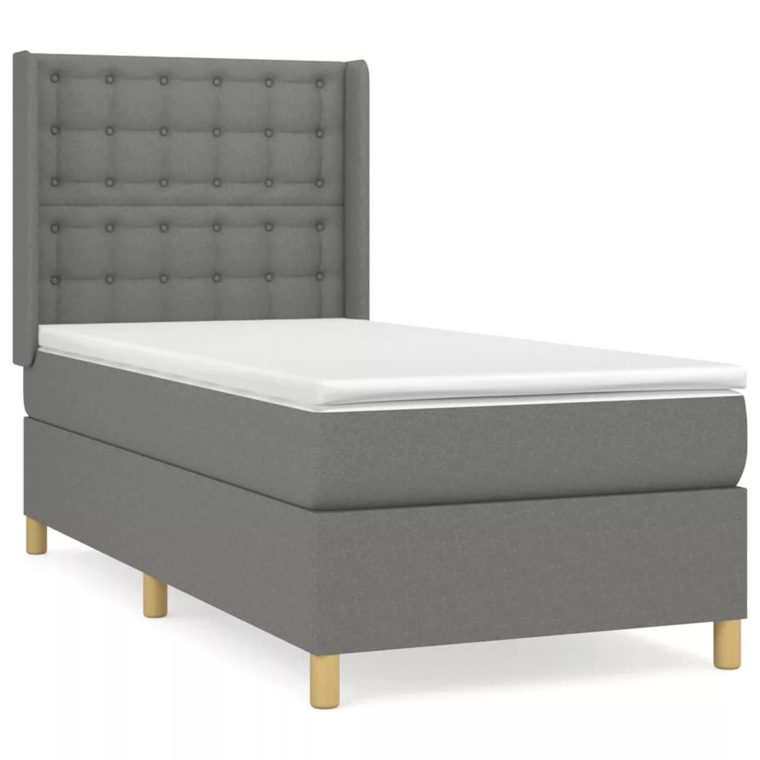 vidaXL Boxspringbett Boxspringbett mit Matratze Dunkelgrau 90x200 cm Stoff günstig online kaufen