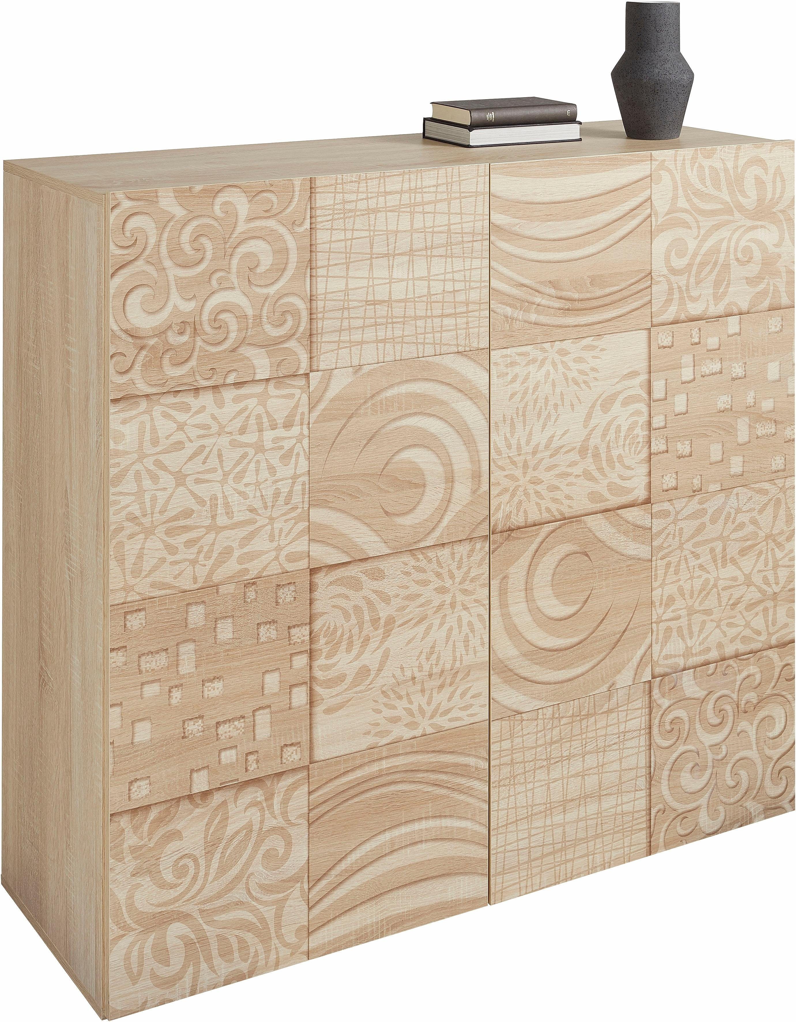 INOSIGN Highboard "Miro", Breite 121 cm mit dekorativem Siebdruck günstig online kaufen