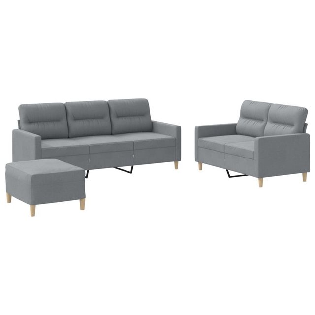 vidaXL Sofa 3-tlg. Sofagarnitur mit Kissen Hellgrau Stoff günstig online kaufen