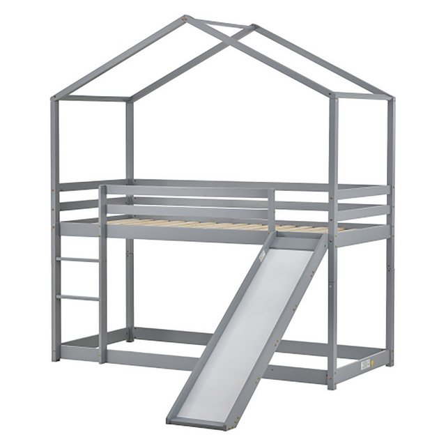 Celya Kinderbett Hausbett Etagenbett 90x200cm mit Rutsche und Lattenrost, M günstig online kaufen