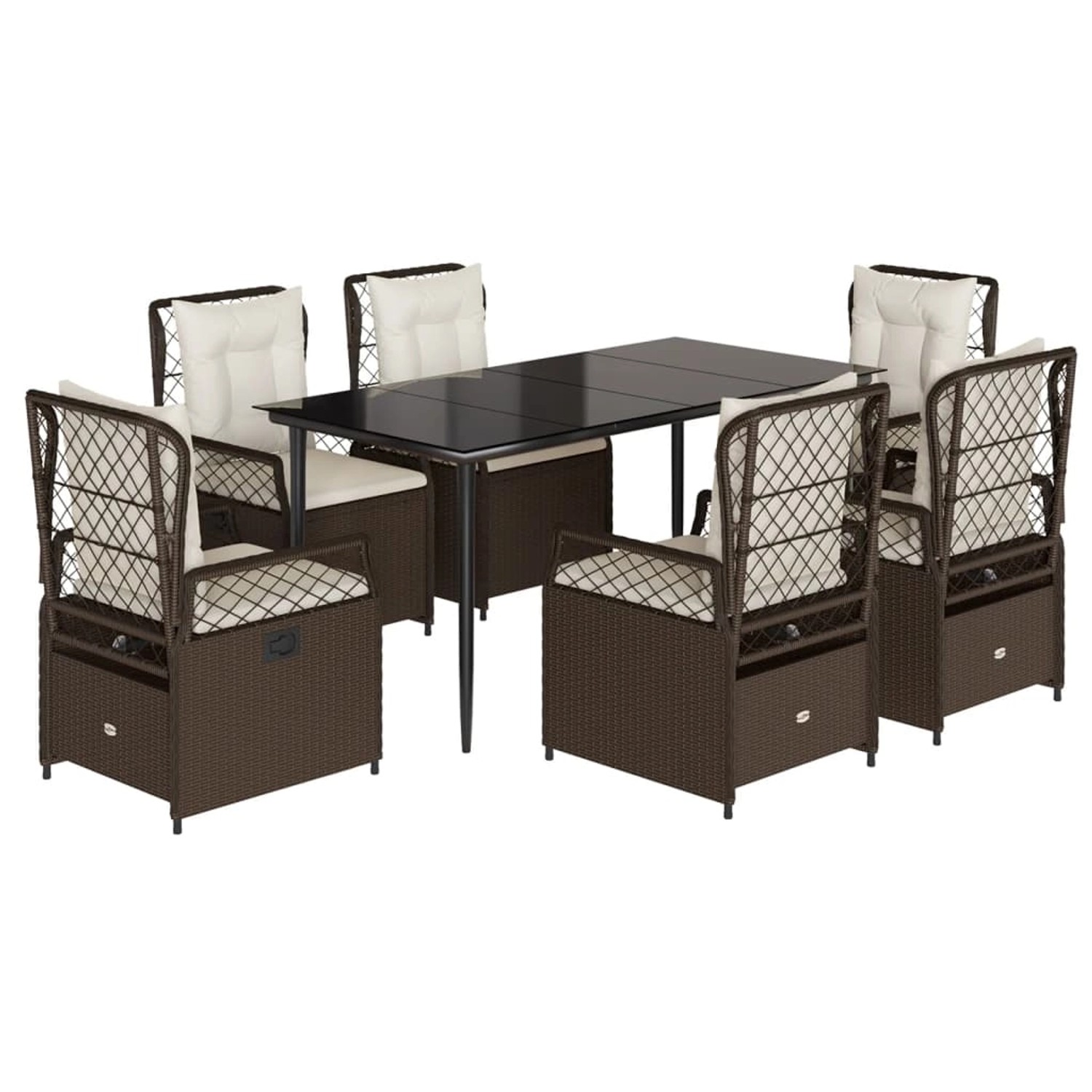 vidaXL 7-Tlg Garten-Essgruppe mit Kissen Braun Poly Rattan 3262975 günstig online kaufen