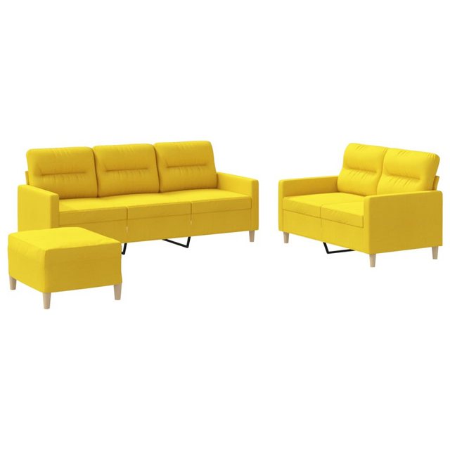 vidaXL Sofa Sofagarnitur Set mit Kissen Stoff, 3-tlg., Gelb günstig online kaufen