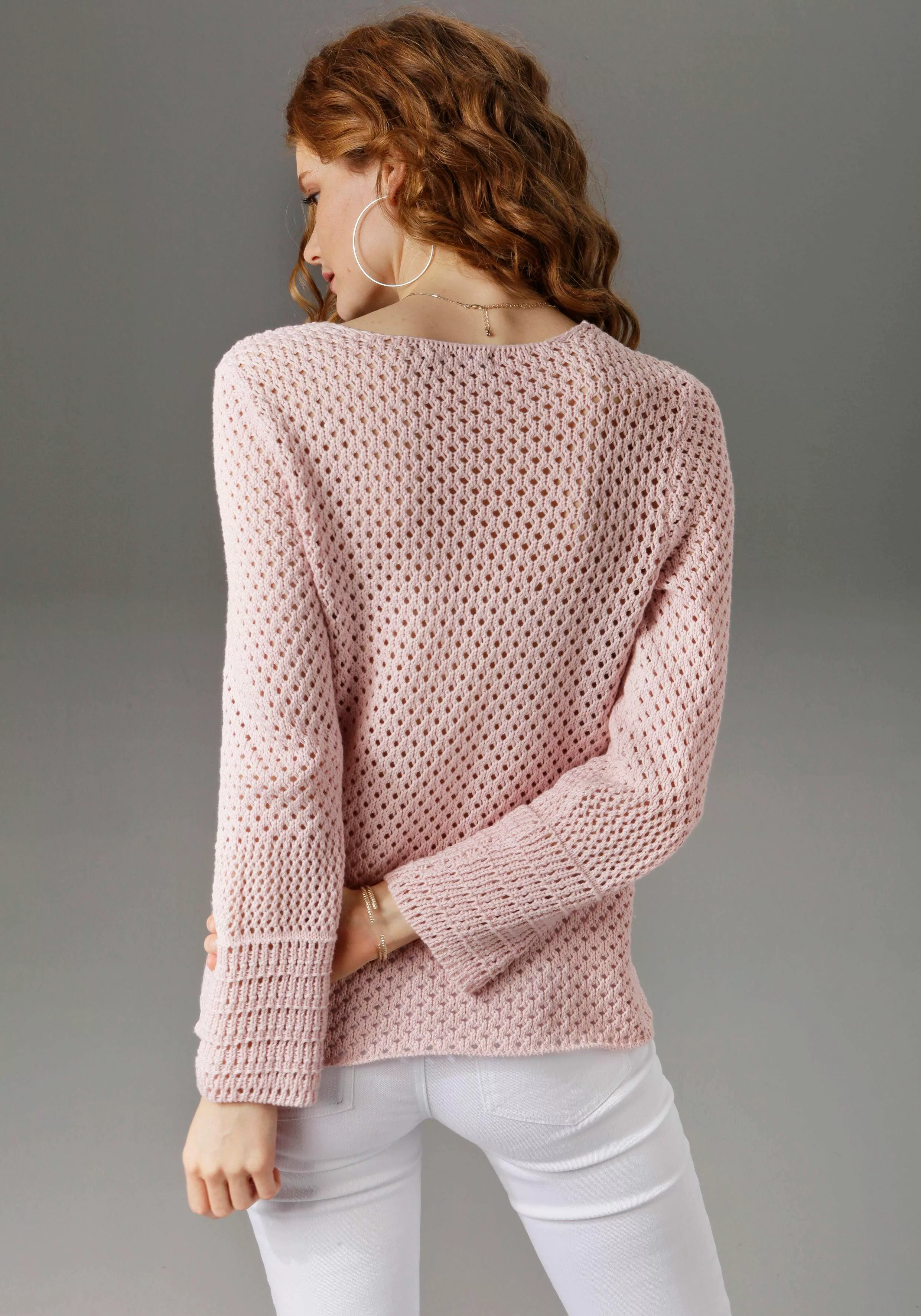 Aniston CASUAL Rundhalspullover, mit trendig gemixten Ajour-Mustern günstig online kaufen