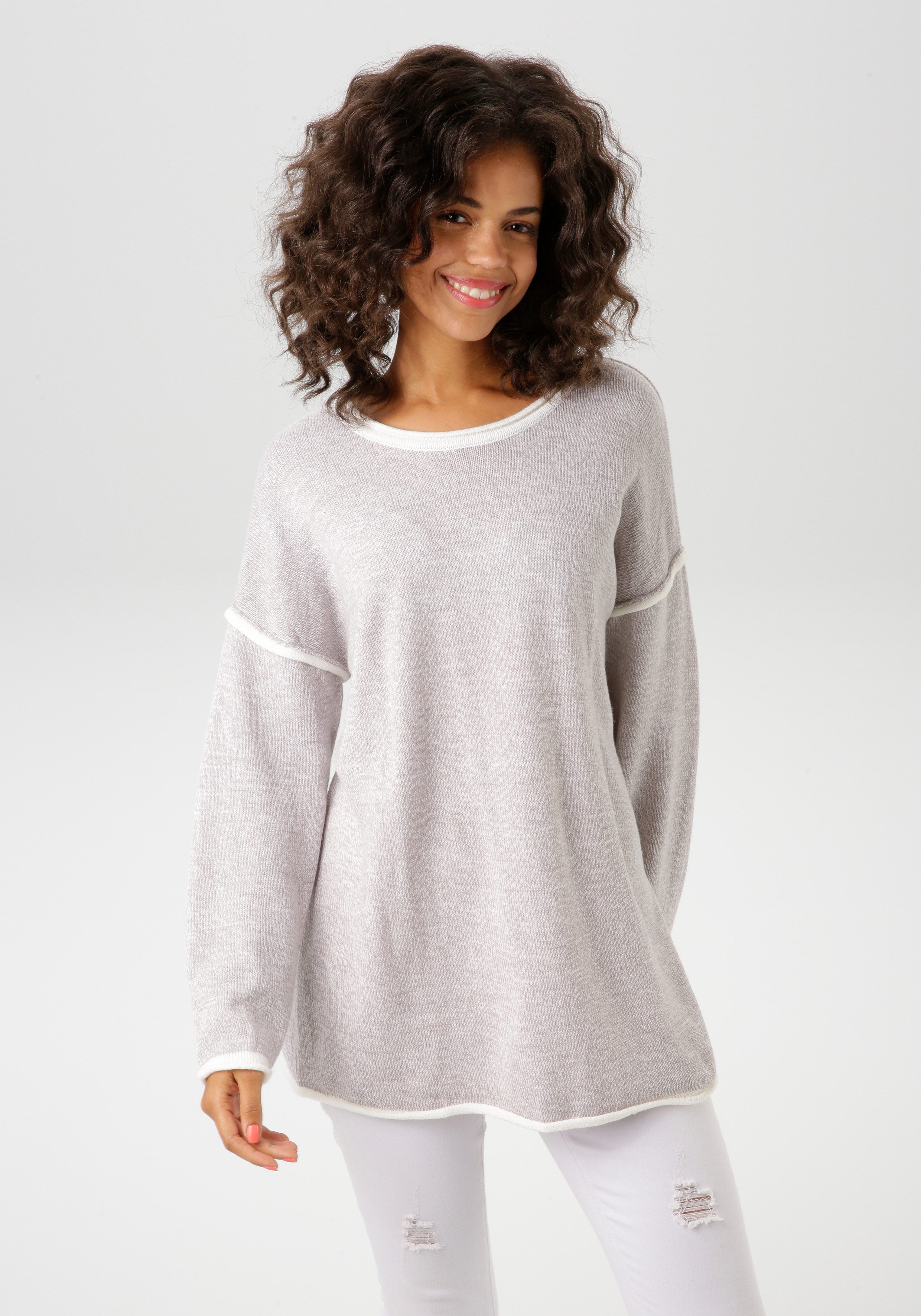 Aniston CASUAL Strickpullover mit Fransen im günstig online kaufen