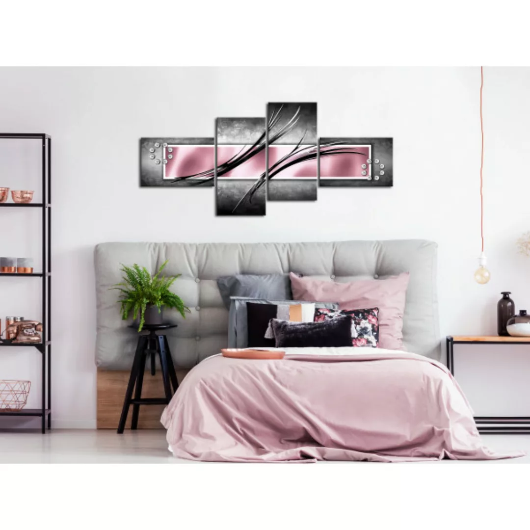 Leinwandbild Velvet Abstraction (4 Parts) Pink XXL günstig online kaufen