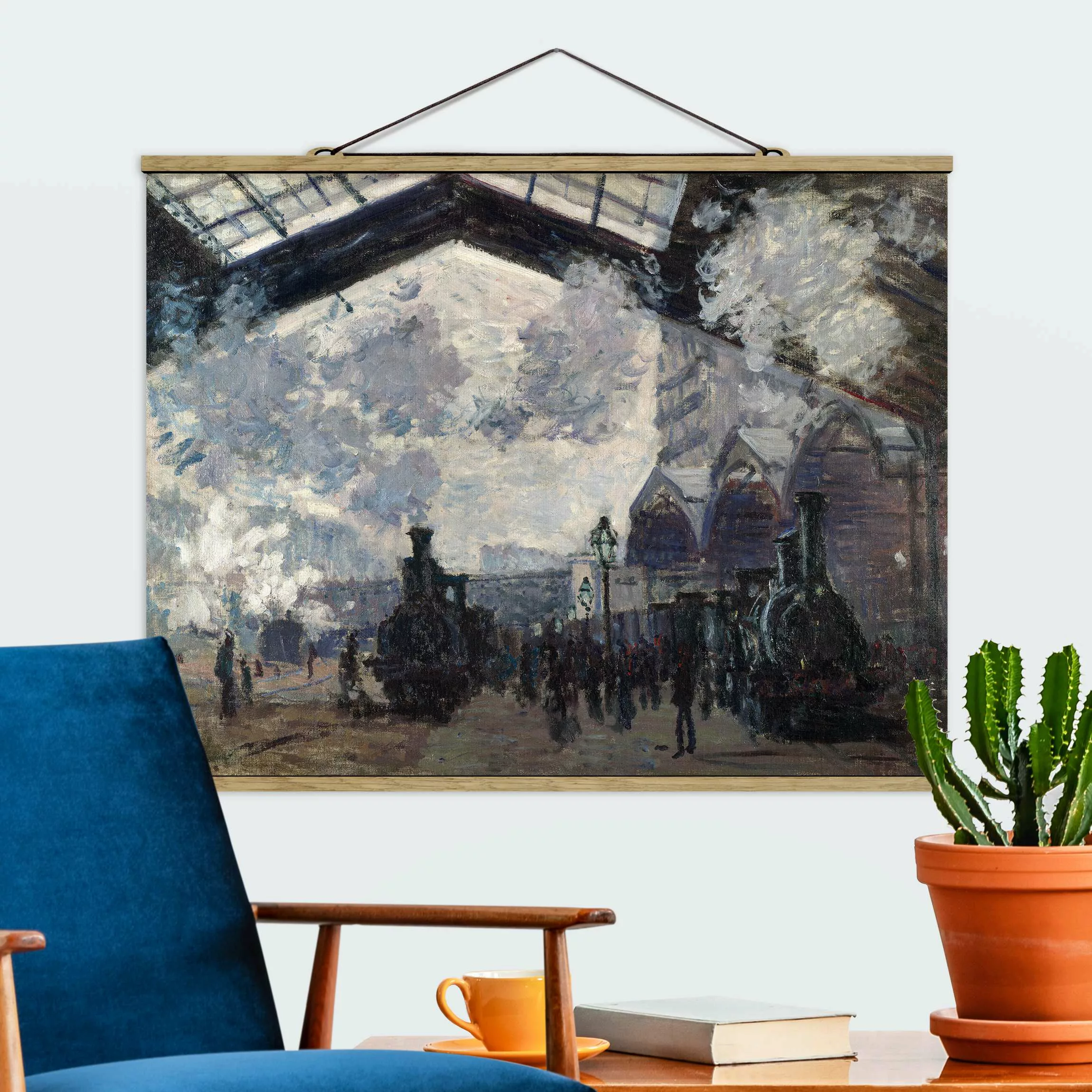 Stoffbild Kunstdruck mit Posterleisten - Querformat Claude Monet - Gare Sai günstig online kaufen