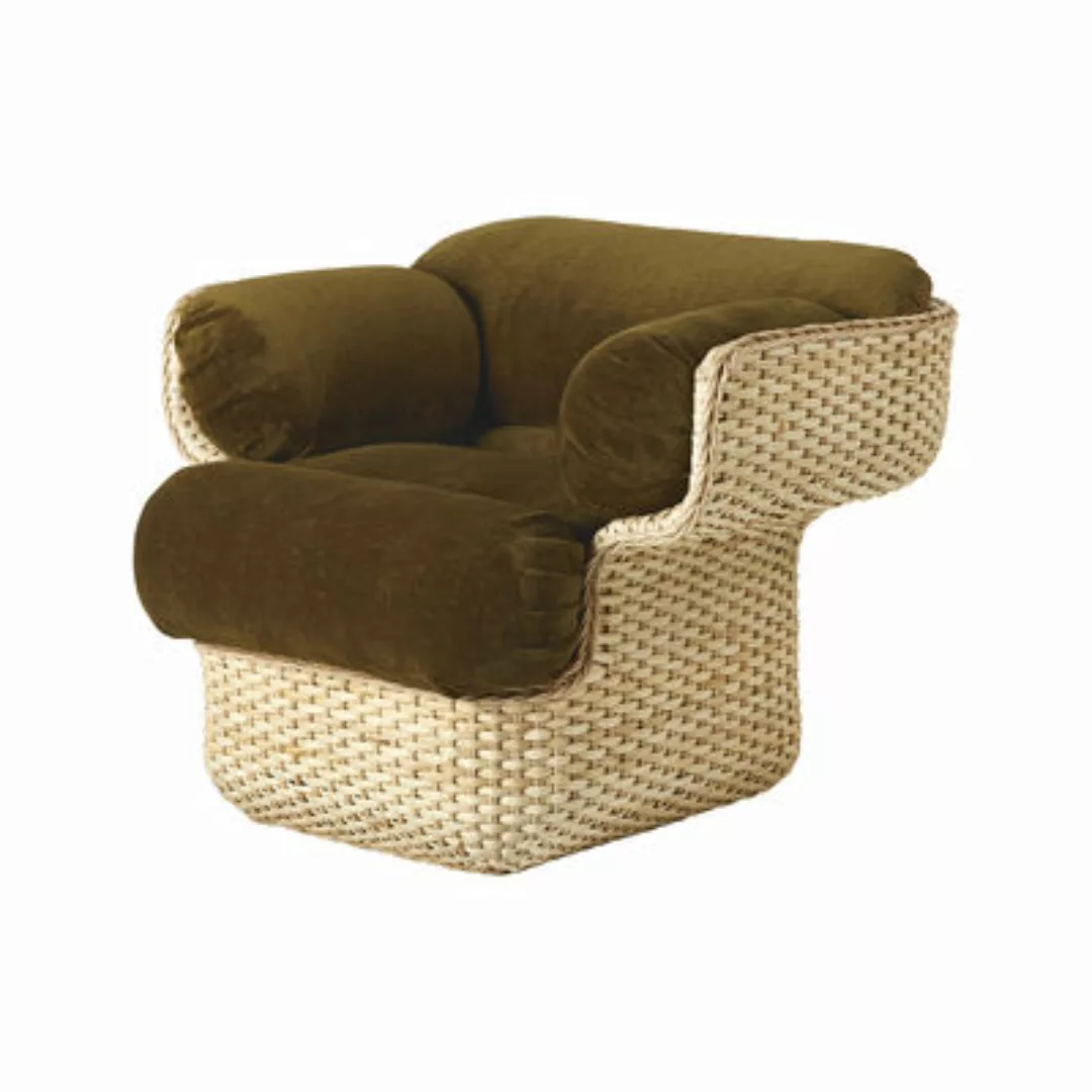 Gepolsterter Sessel Basket textil faser grün beige holz natur / By Joe Colo günstig online kaufen