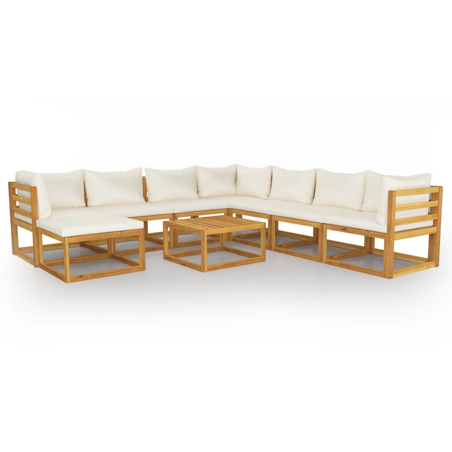 9-tlg. Garten-lounge-set Mit Auflagen Creme Massivholz Akazie günstig online kaufen