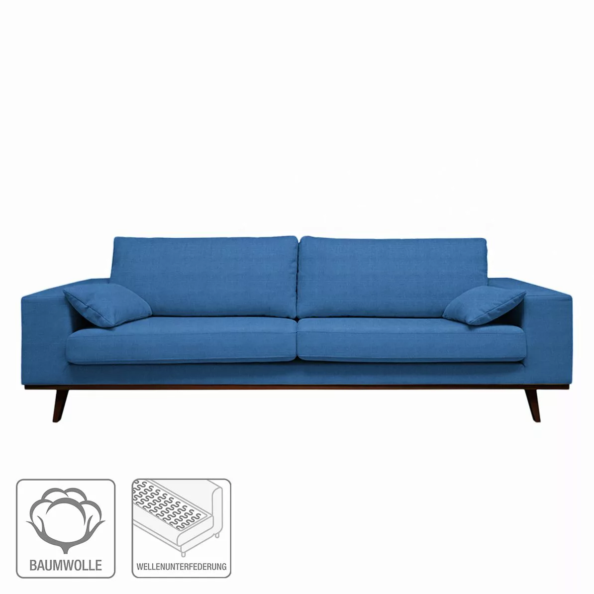 home24 Mørteens Sofa Billund II 2-Sitzer Brilliantblau Webstoff 201x81x91 c günstig online kaufen