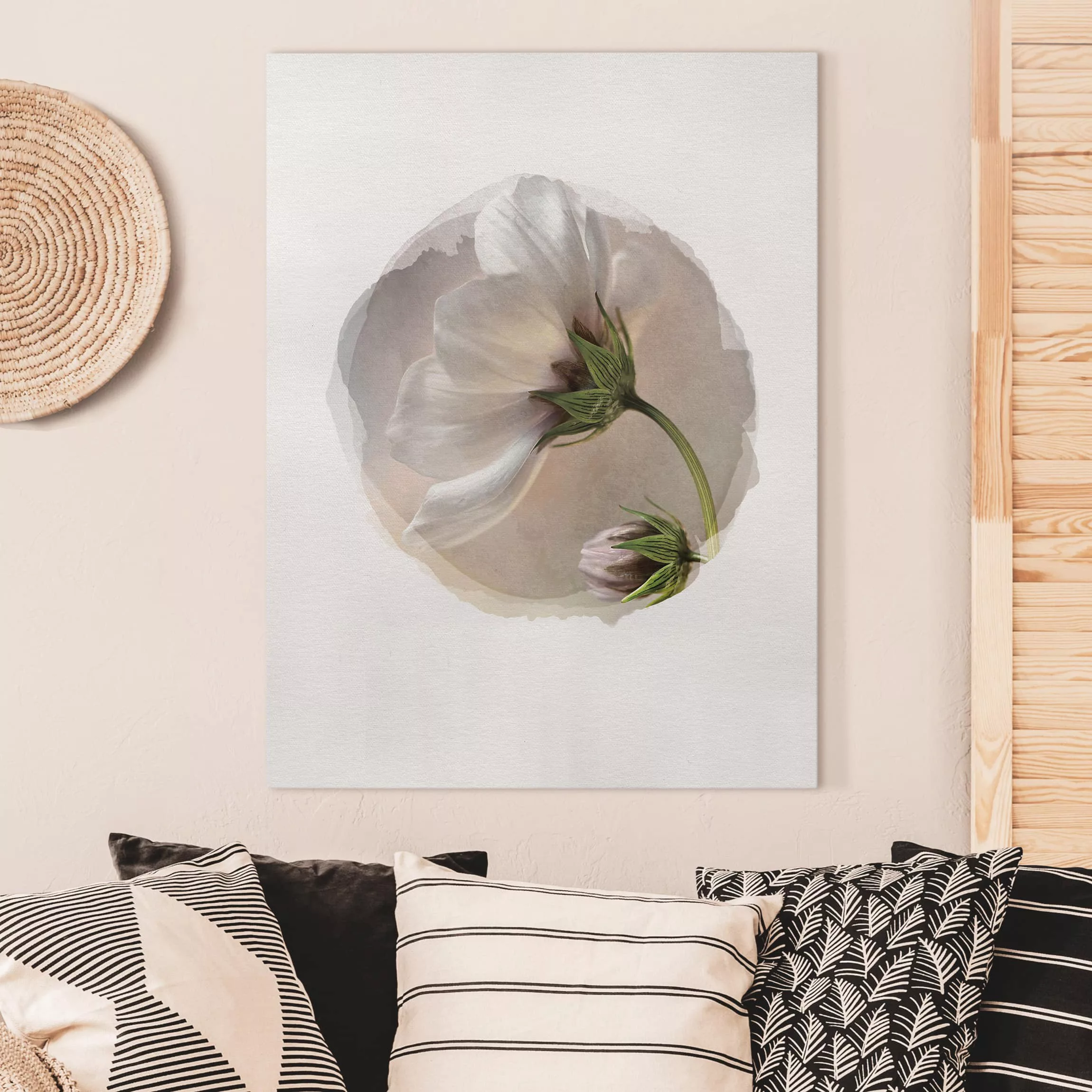Leinwandbild Blumen - Hochformat Wasserfarben - Himmlischer Blütentraum günstig online kaufen