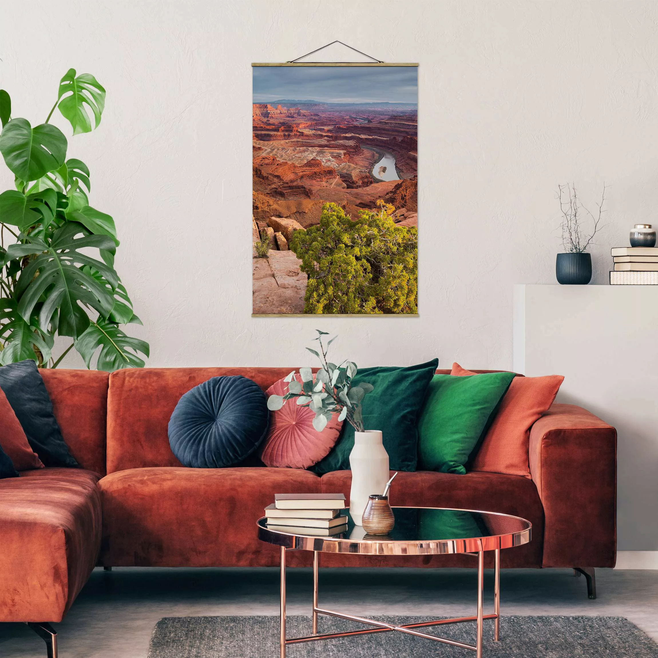 Stoffbild Berge mit Posterleisten - Hochformat Dead Horse Point Canyonlands günstig online kaufen