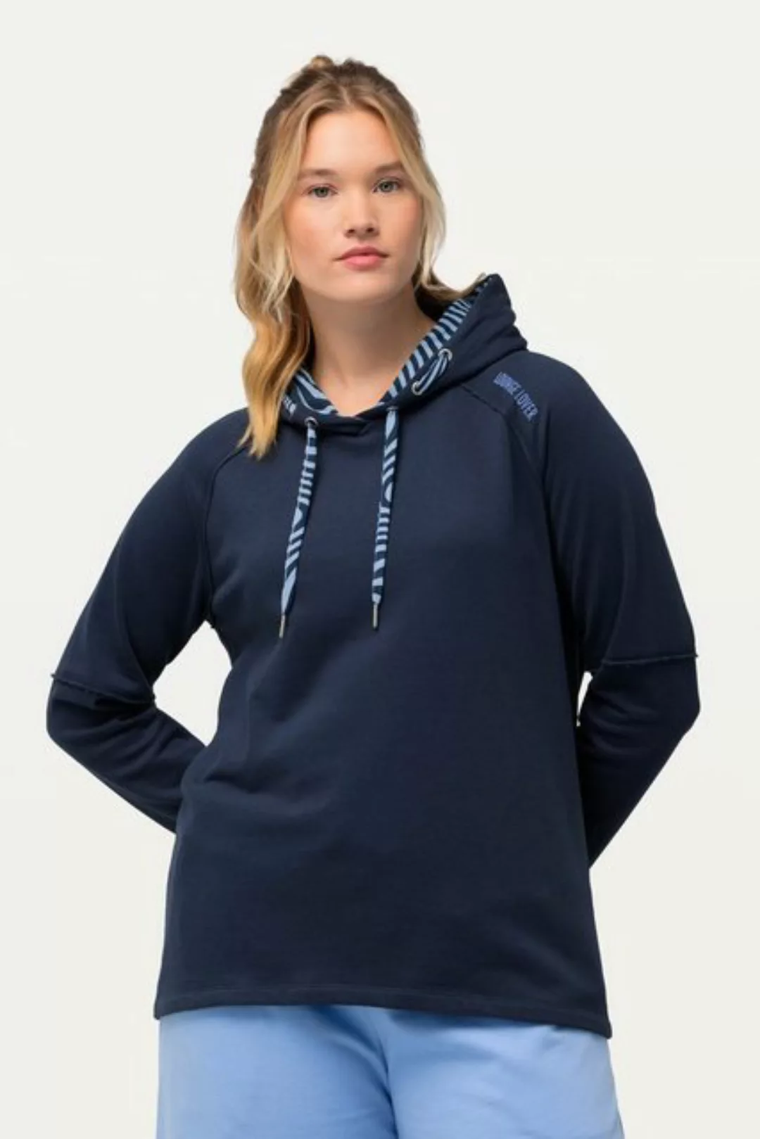 Ulla Popken Sweatshirt Loungewear-Hoodie Kapuze Rollkanten Langarm günstig online kaufen