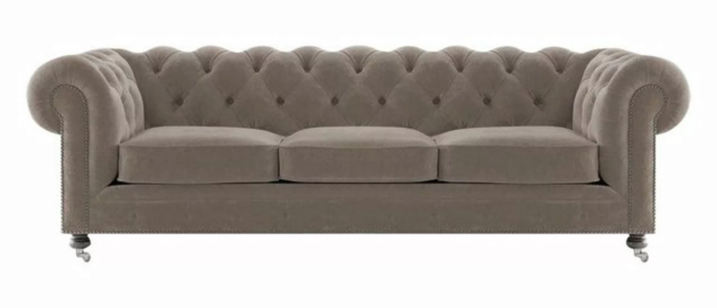 JVmoebel Chesterfield-Sofa, Luxus Gelb Chesterfield Samt Dreisitzer Polster günstig online kaufen