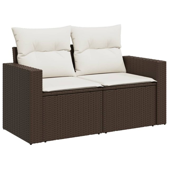 vidaXL Loungesofa Gartensofa mit Kissen 2-Sitzer Braun Poly Rattan, 1 Teile günstig online kaufen