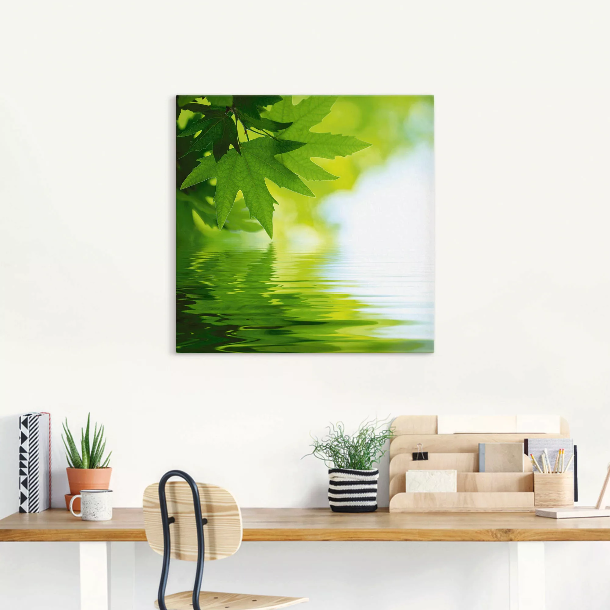 Artland Wandbild »Grüne Blätter reflektieren im Wasser«, Blätter, (1 St.), günstig online kaufen