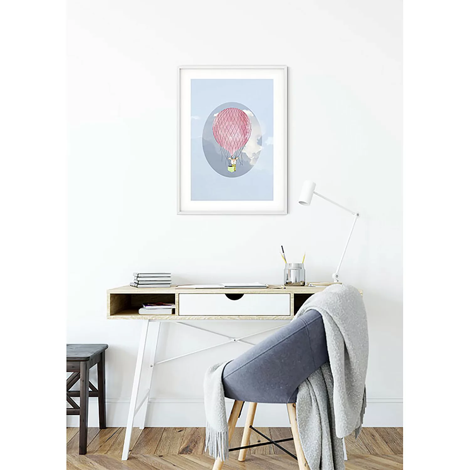 KOMAR Wandbild - Happy Balloon Blue - Größe: 50 x 70 cm mehrfarbig Gr. one günstig online kaufen