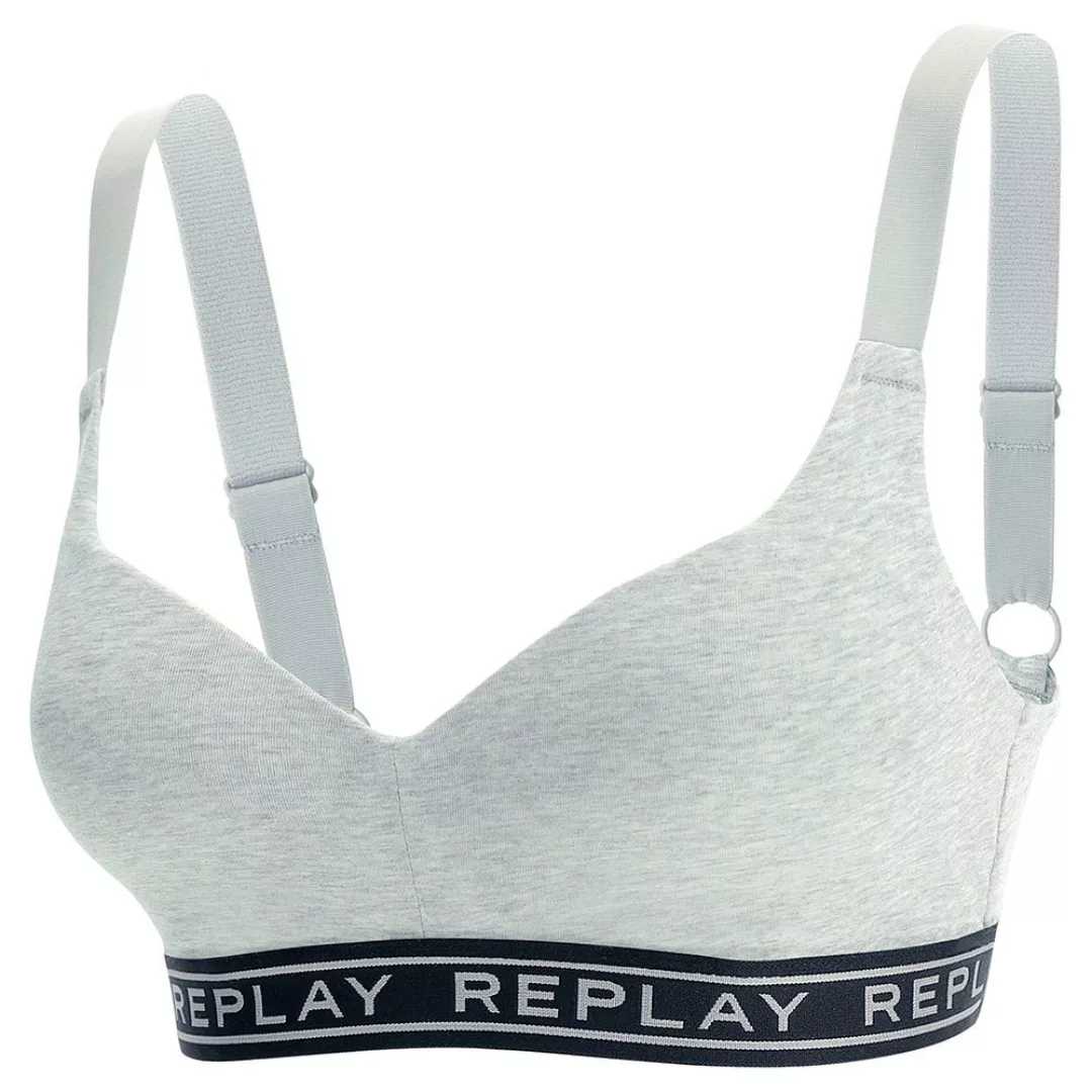 Replay Style2 Gepolsterter Bralette XL Light Grey Melange / Black / Silver günstig online kaufen