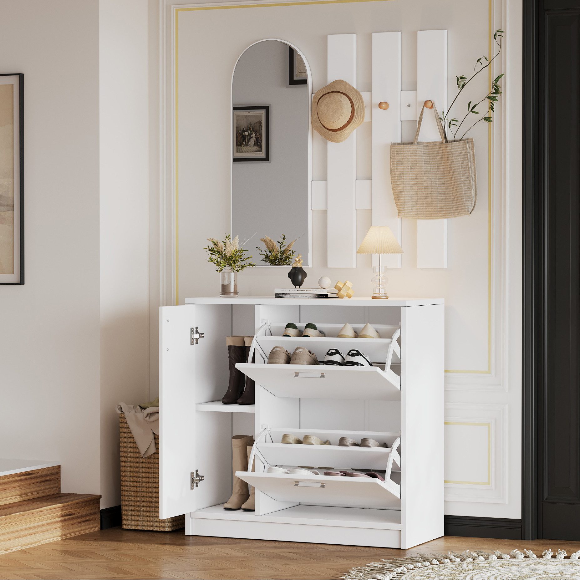 OKWISH Garderoben-Set Schuhschrank, Spiegel und Haken, günstig online kaufen