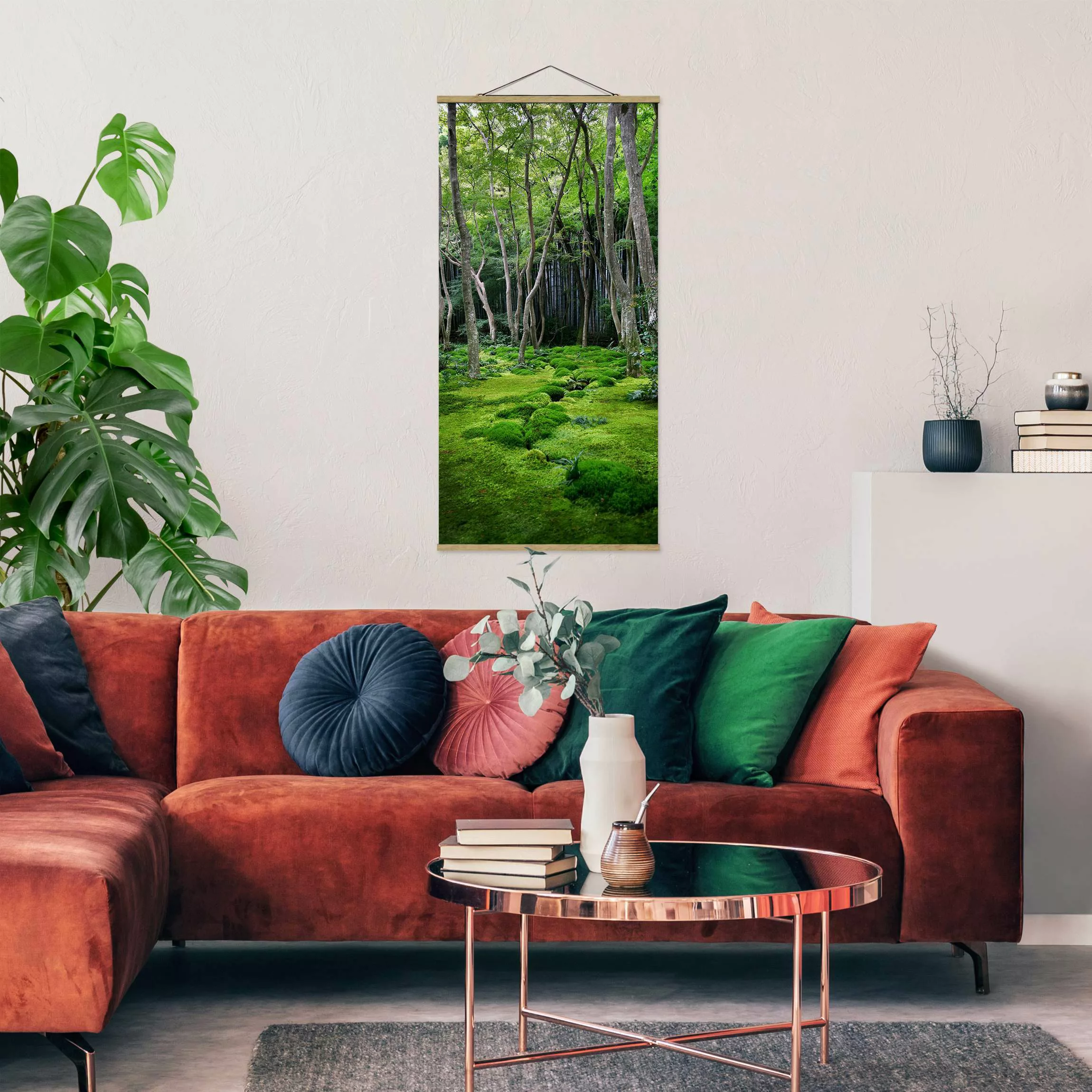 Stoffbild Wald mit Posterleisten - Hochformat Growing Trees günstig online kaufen