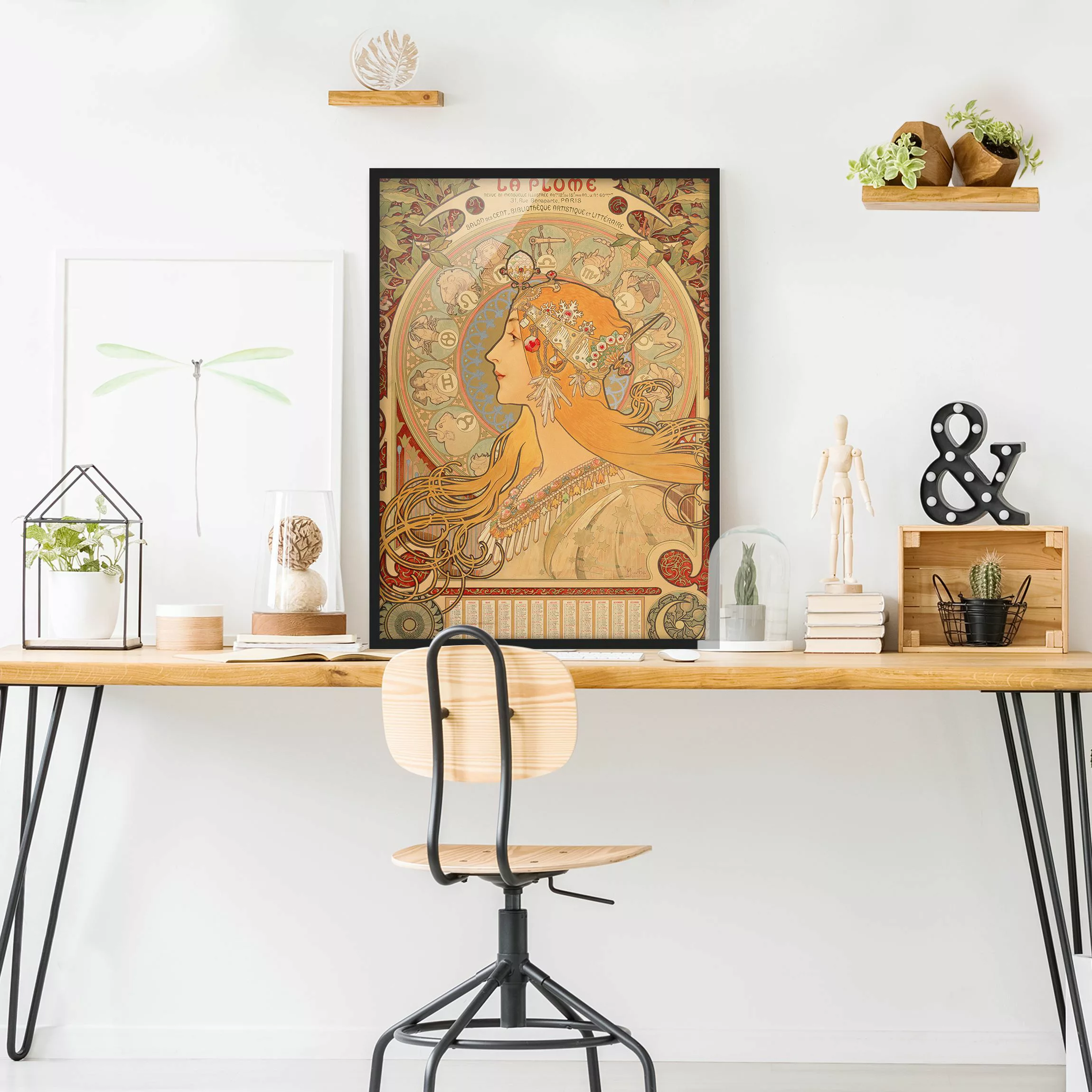 Bild mit Rahmen - Hochformat Alfons Mucha - Sternkreiszeichen günstig online kaufen