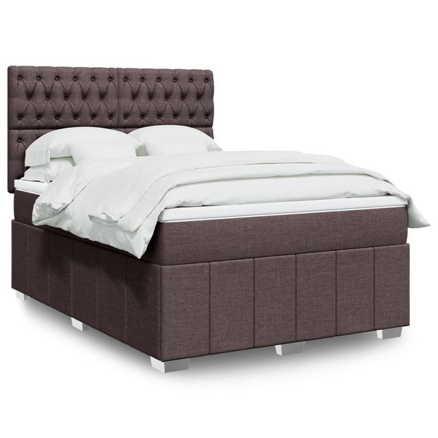 vidaXL Boxspringbett, Boxspringbett mit Matratze Dunkelbraun 160x200 cm Sto günstig online kaufen