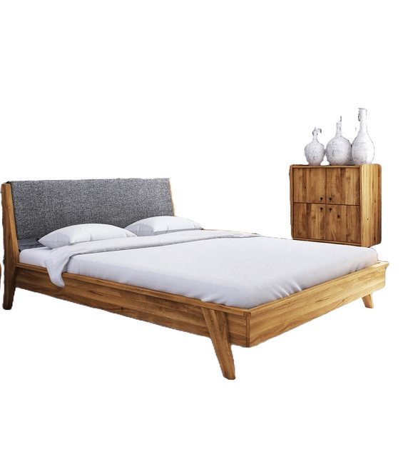 Natur24 Einzelbett Bett Jetro 1 Sonderlänge 160x190 Wildeiche Polsterkopfte günstig online kaufen