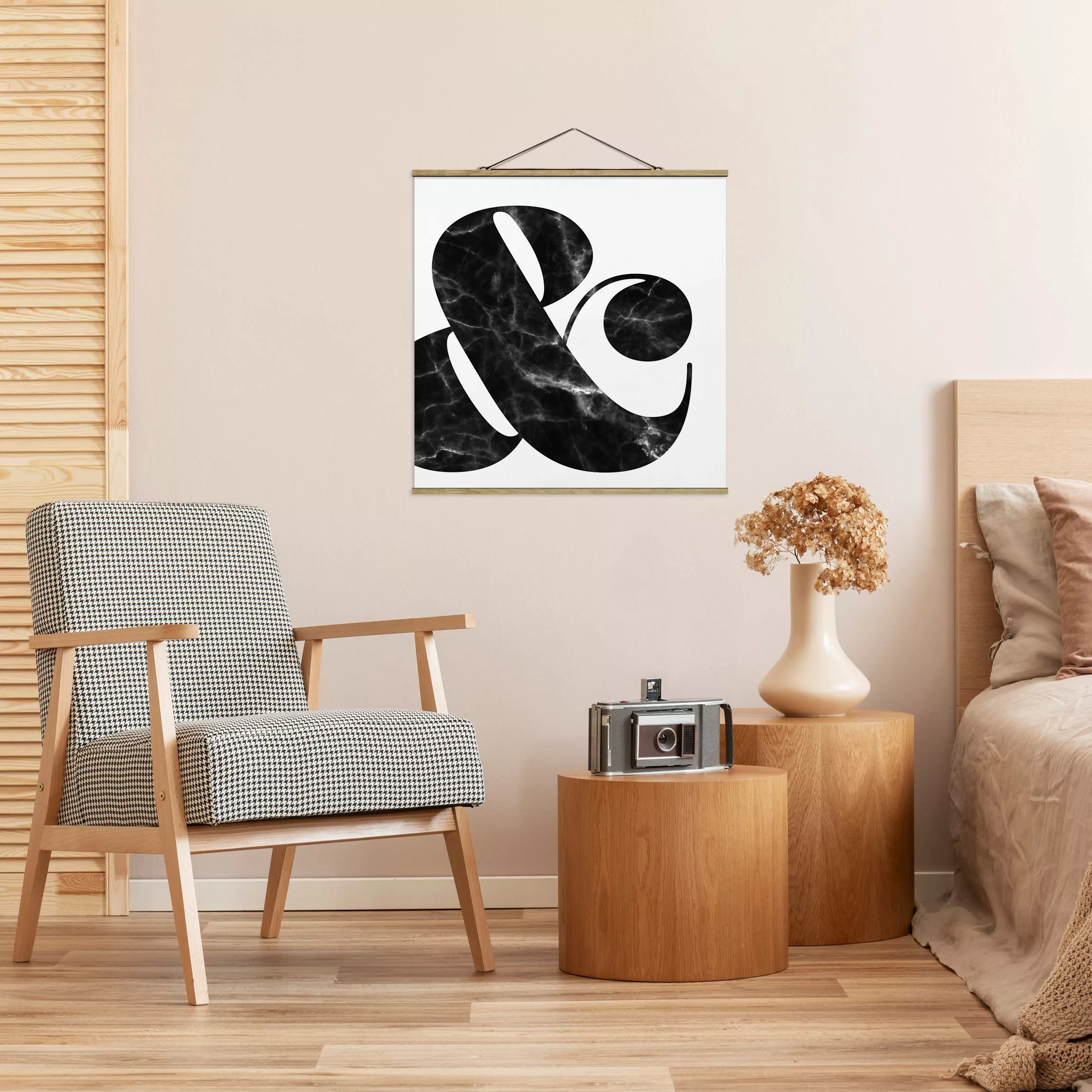 Stoffbild Buchstaben mit Posterleisten - Quadrat Ampersand Marmor günstig online kaufen