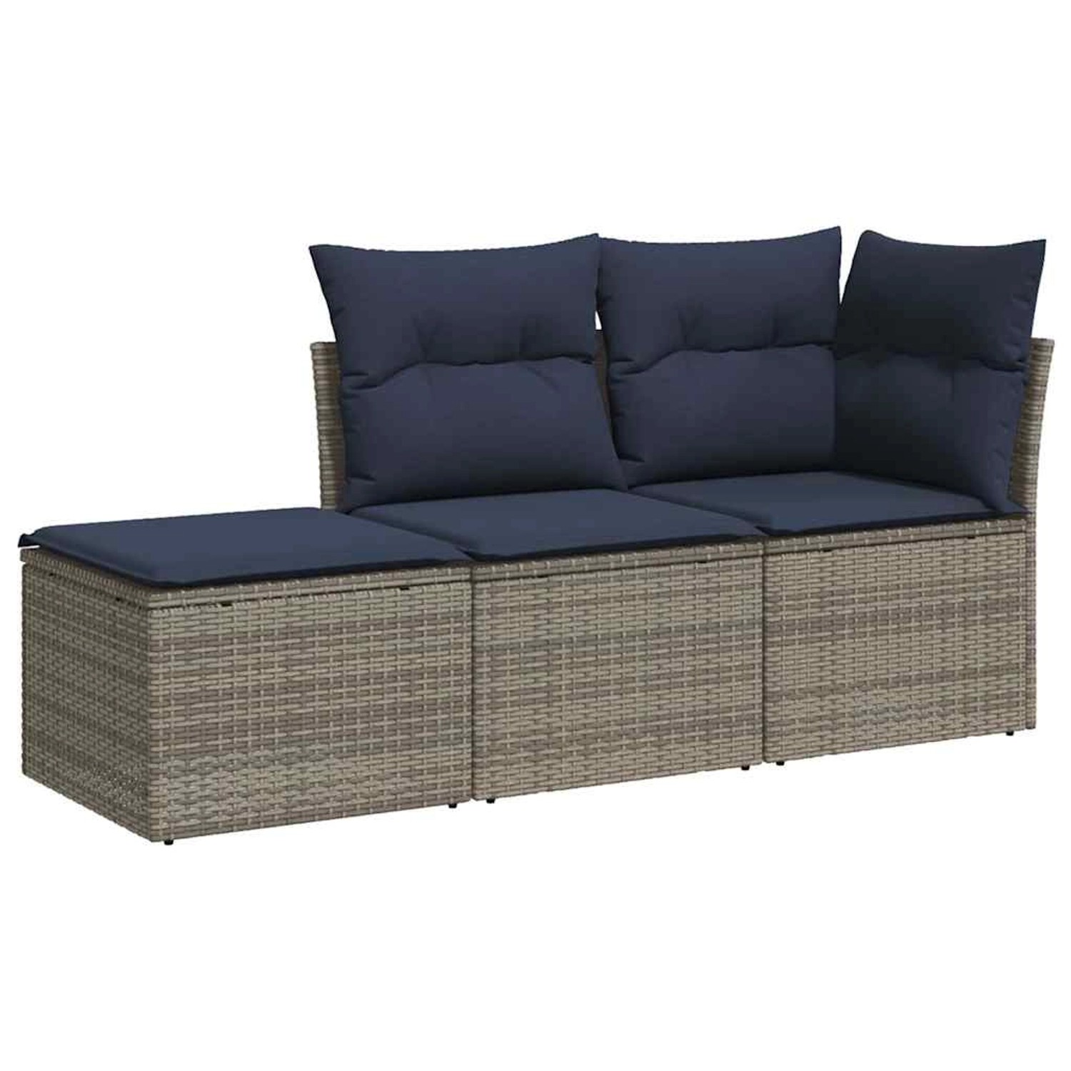 vidaXL 3-Tlg Garten-Sofagarnitur mit Kissen Grau Poly Rattan 3217471 günstig online kaufen