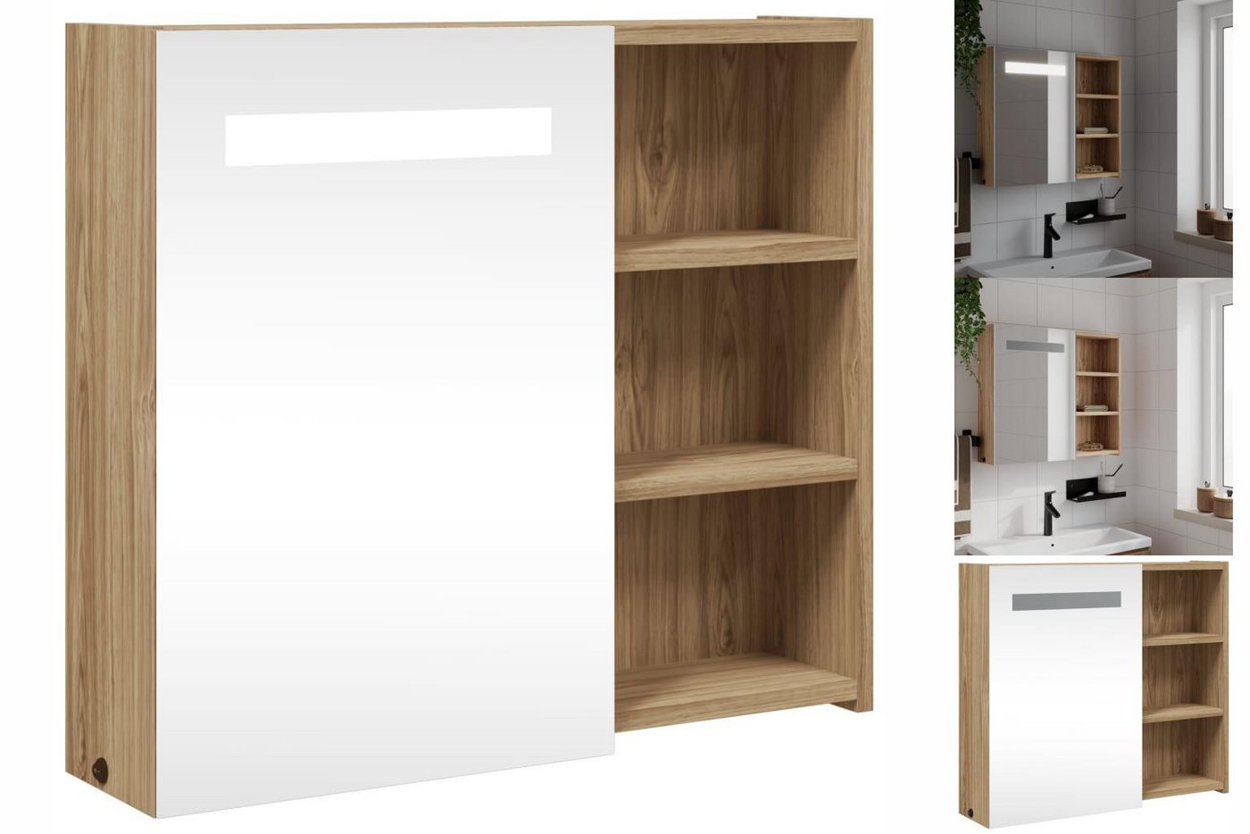 vidaXL Spiegelschrank Spiegelschrank mit LED-Beleuchtung Eichenoptik 60x13x günstig online kaufen