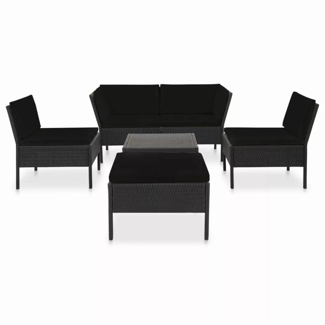 6-tlg. Garten-lounge-set Mit Auflagen Poly Rattan Schwarz günstig online kaufen