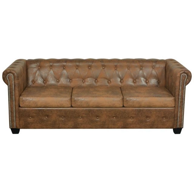 vidaXL Sofa Chesterfield Sofa 3-Sitzer Kunstleder Braun günstig online kaufen