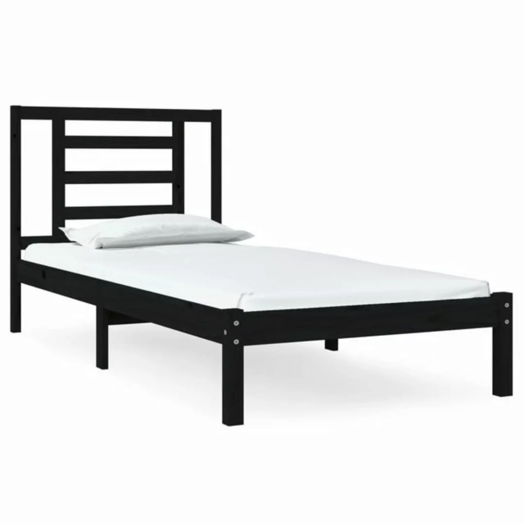 vidaXL Bett Massivholzbett Schwarz Kiefer 100x200 cm günstig online kaufen