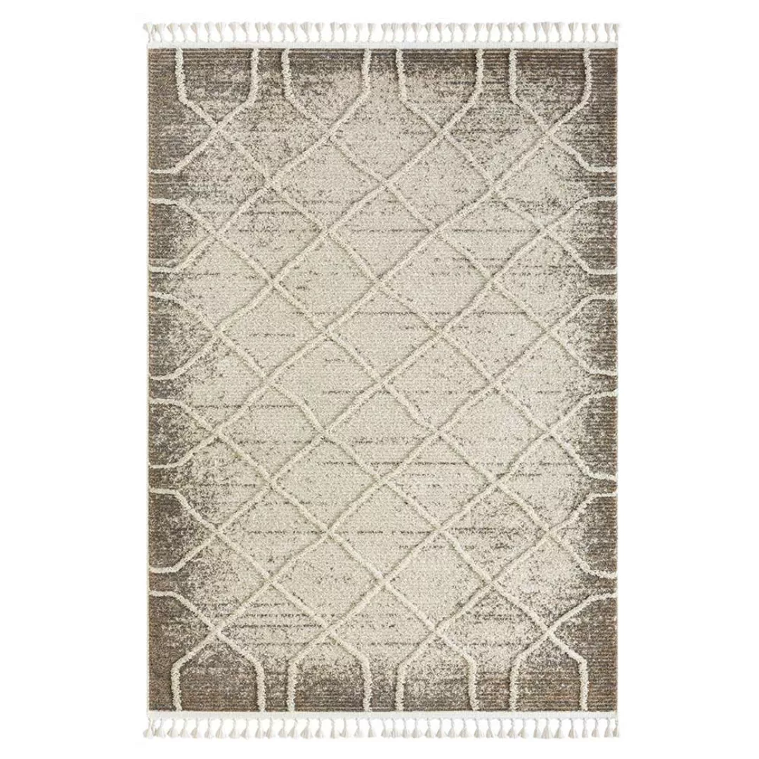Teppich Skandi Stil in Hellgrau und Weiß geometrischem Muster günstig online kaufen