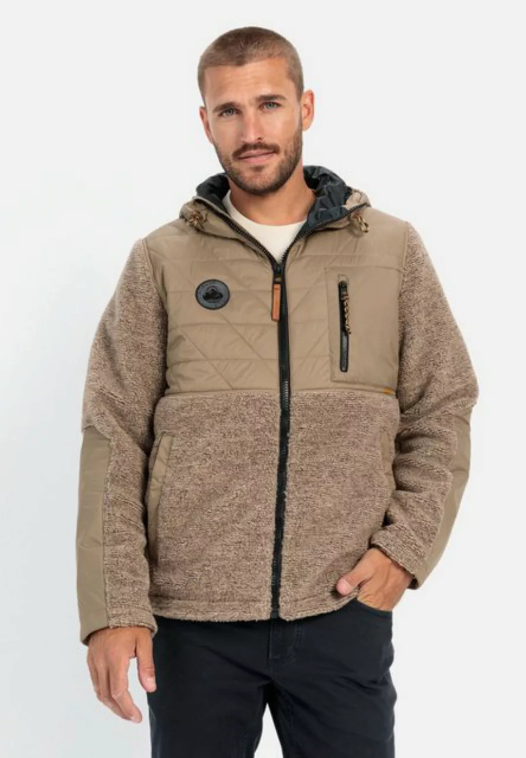 camel active Fleecejacke im Materialmix Badge günstig online kaufen