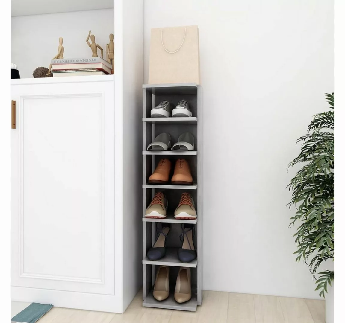 furnicato Schuhschrank Betongrau 27,5x27x102 cm Holzwerkstoff günstig online kaufen