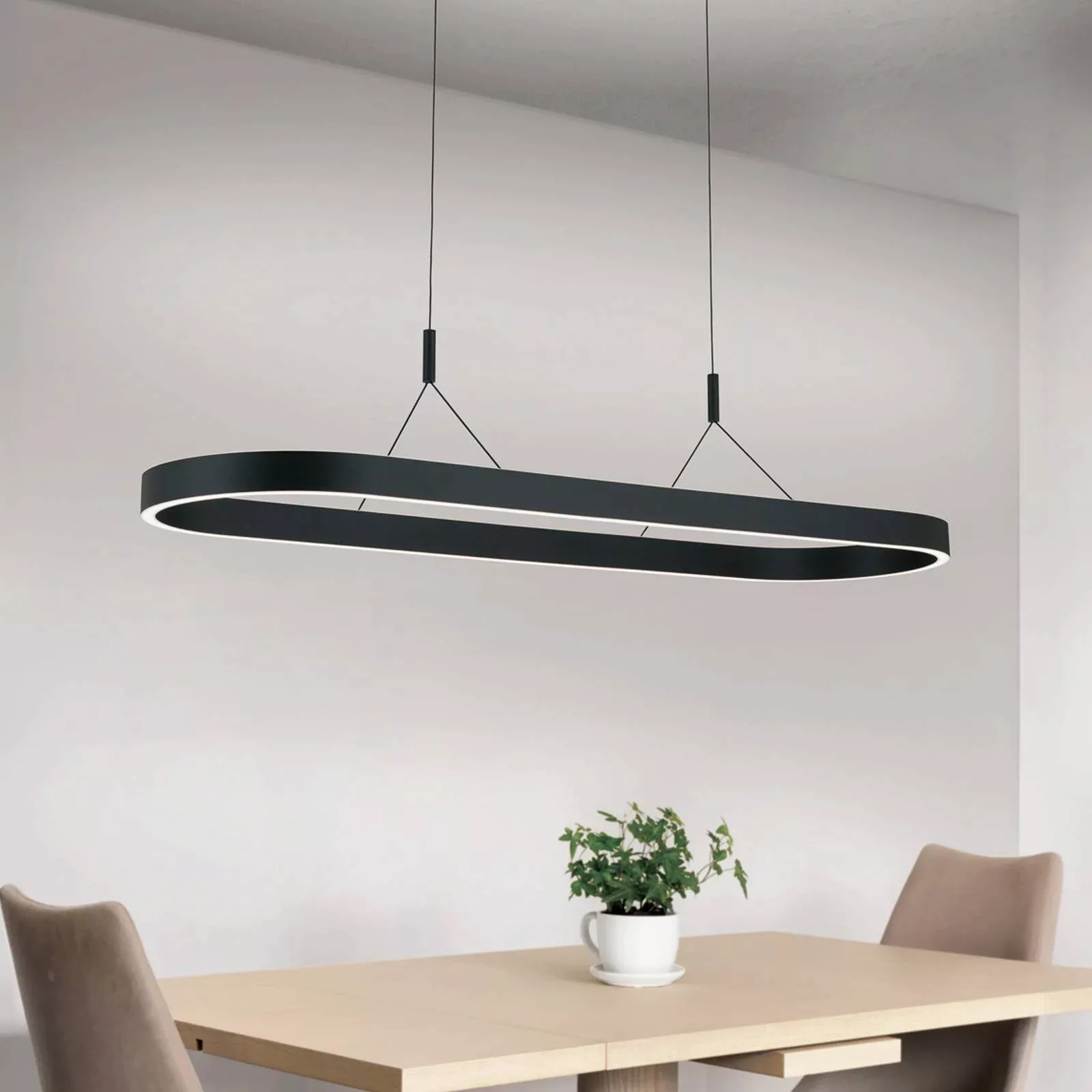 LED-Hängeleuchte Carrara, schwarz, höhenverstellbar, CCT günstig online kaufen