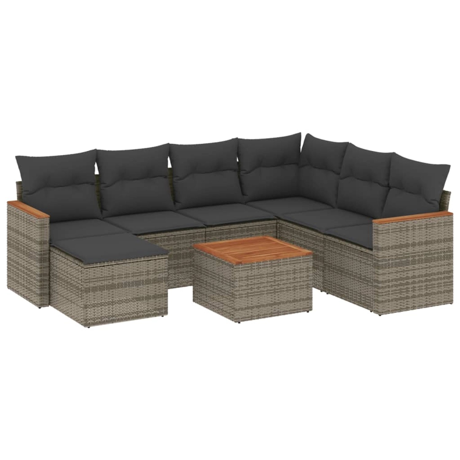 vidaXL 8-Tlg Garten-Sofagarnitur mit Kissen Grau Poly Rattan 3226214 günstig online kaufen