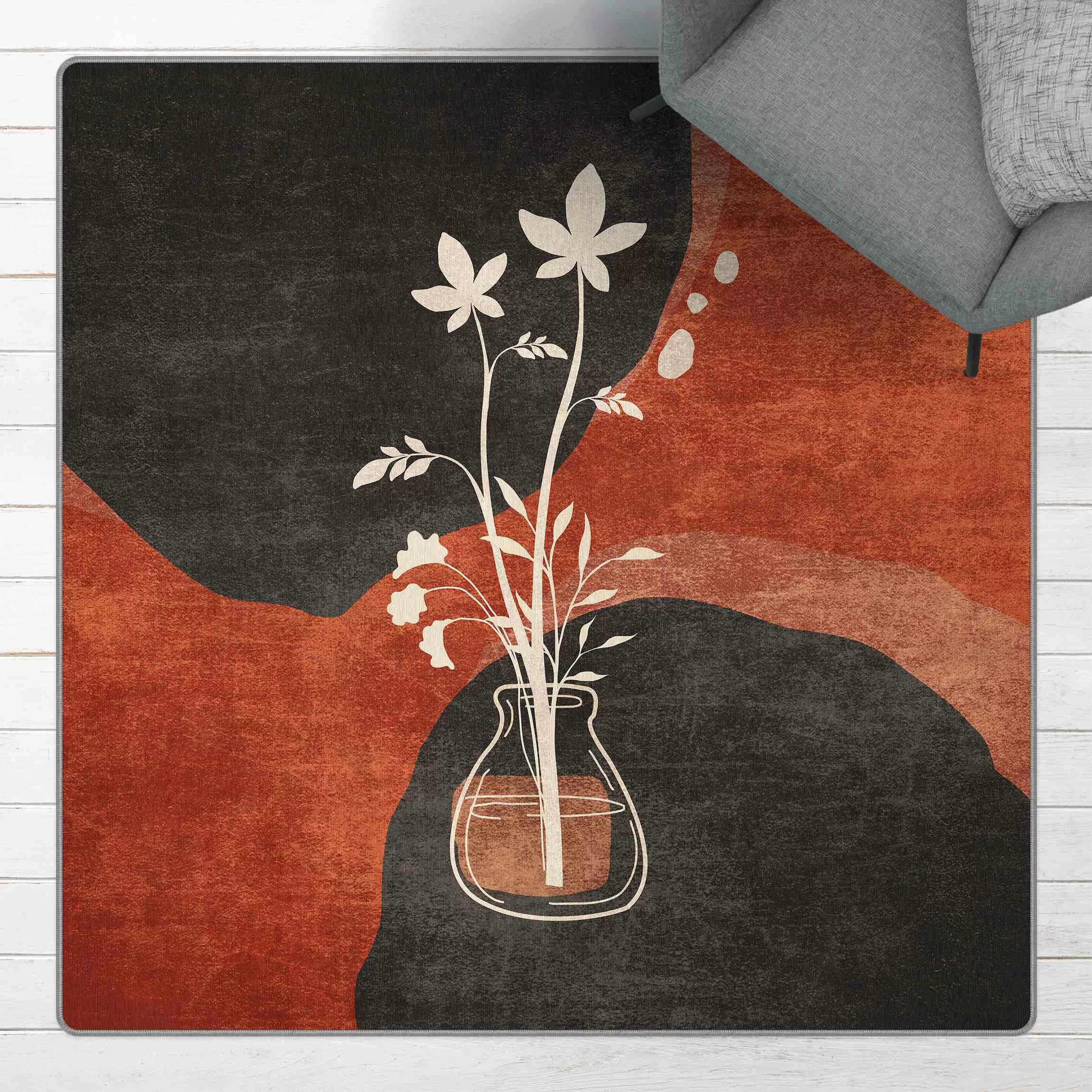 Teppich Boho Blumen in Vase günstig online kaufen