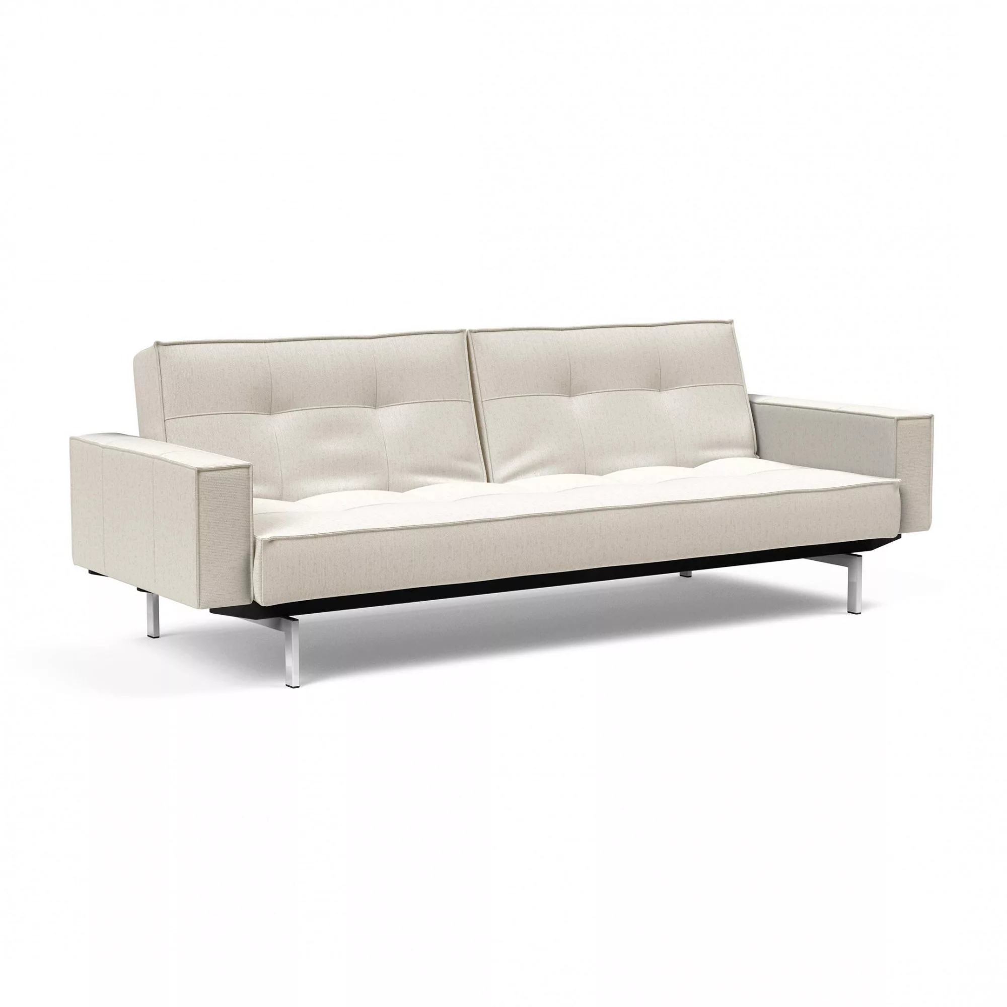 Innovation - Splitback Schlafsofa mit Armlehnen Chrom 241x89cm - off-white/ günstig online kaufen