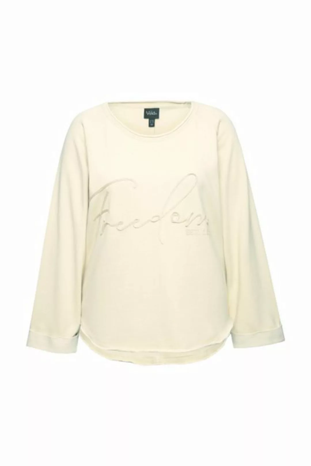 Ulla Popken Sweatshirt Sweatshirt Stickerei Rundhals Langarm Rollkanten günstig online kaufen