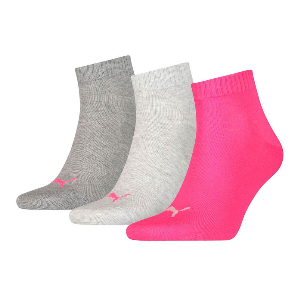 PUMA Unisex Socken, 3er Pack - Quarter, Sneaker Grau/Pink 39-42 günstig online kaufen