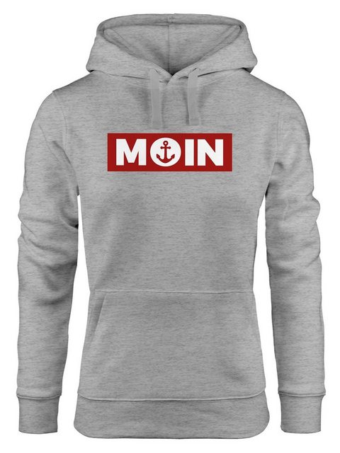 Neverless Hoodie Hoodie Damen Moin norddeutsch Morgen Anker Print Aufdruck günstig online kaufen