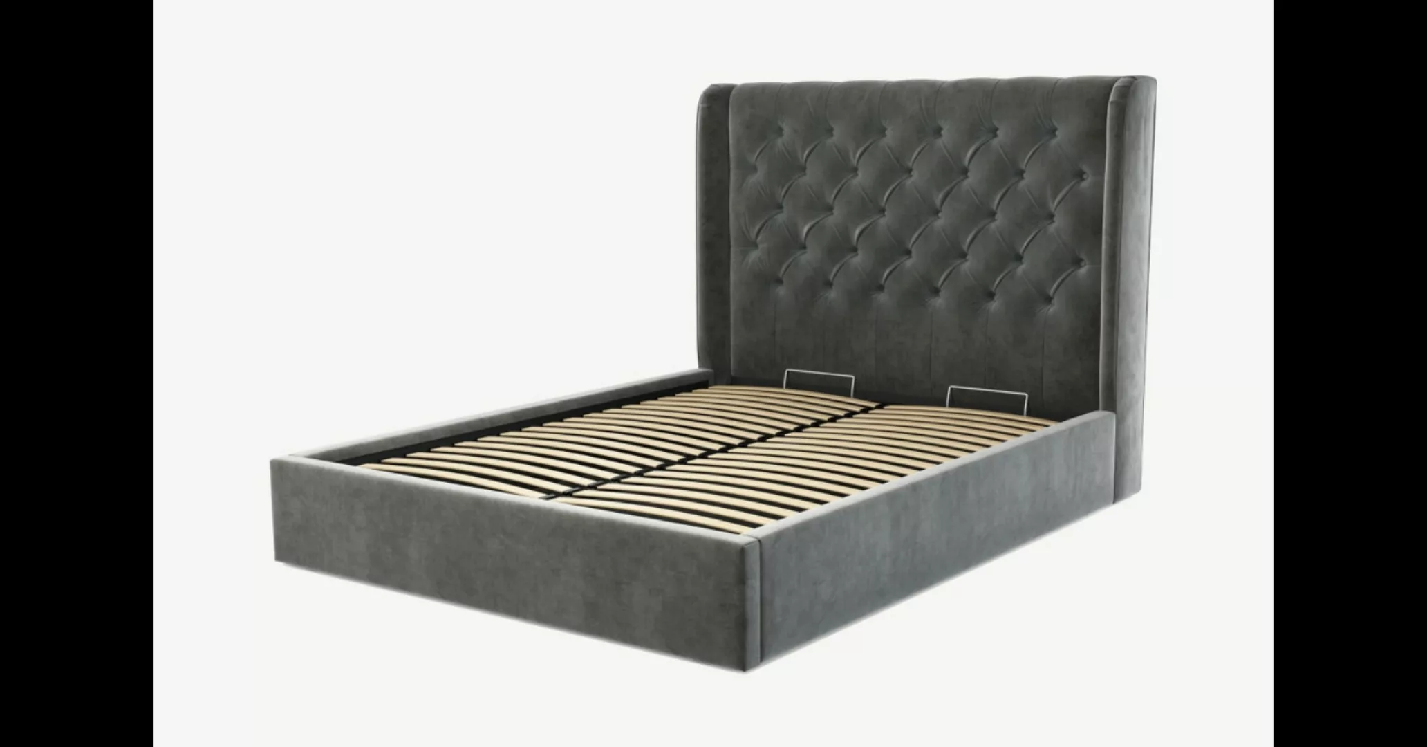 Romare Polsterbett mit Bettkasten (160 x 200 cm), Samt in Stahlgrau - MADE. günstig online kaufen