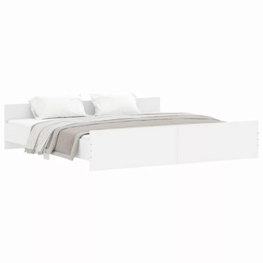 furnicato Bett Bettgestell mit Kopf- und Fußteil Weiß 180x200 cm günstig online kaufen