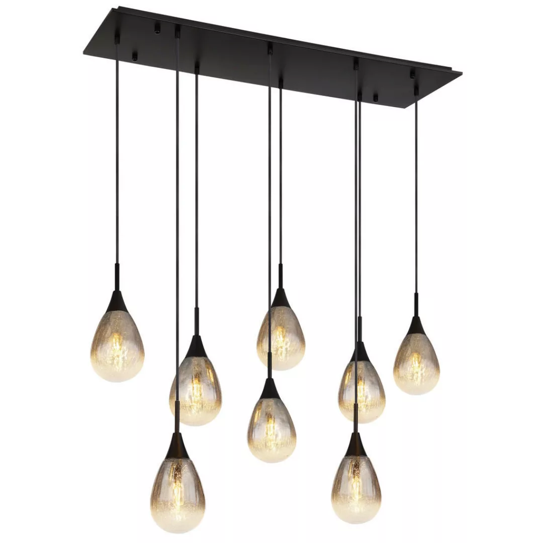 GLOBO Pendelleuchte schwarz Metall B/H/T: ca. 34x120x97 cm E14 8 Brennstell günstig online kaufen