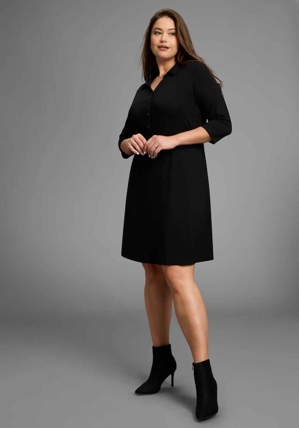 Laura Scott CURVE Midikleid, mit tailliertem Tunnelzug - GROSSE GRÖSSE günstig online kaufen