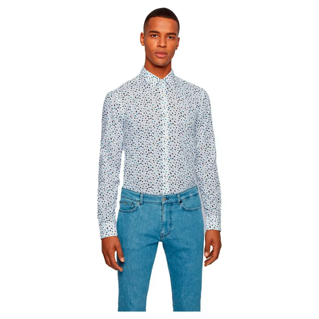 Boss Ronni Langarm Hemd L Blue Patterned günstig online kaufen