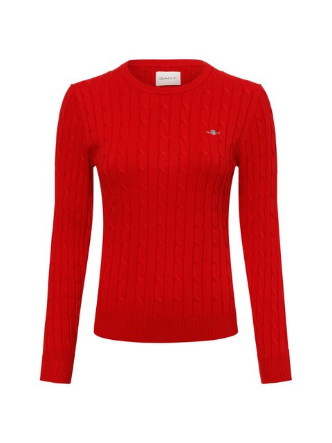 Gant Strickpullover STRETCH COTTON CABLE C-NECK mit Logostickerei auf der B günstig online kaufen