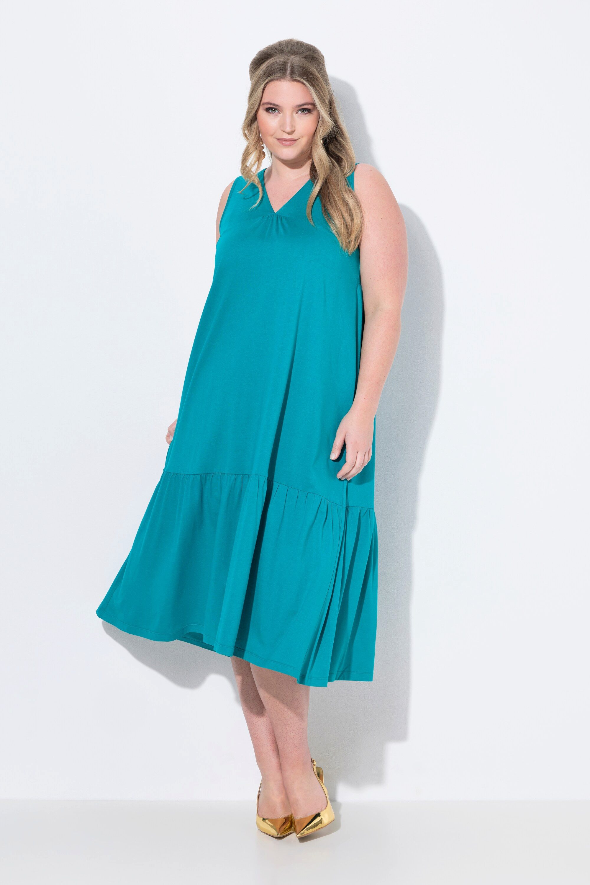 MIAMODA Jerseykleid Midikleid A-Linie Cupromix-Jersey Saumvolant günstig online kaufen